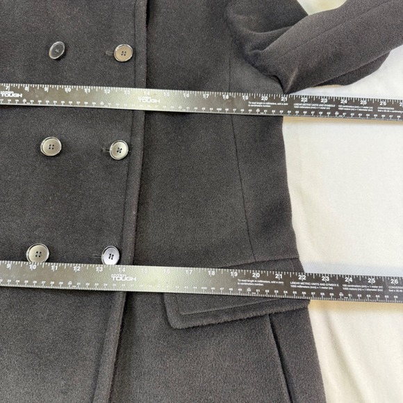 Talbots Black Double Breasted Wool Blend Coat Stand Collar Quilted Lining Size M - Picture 15 of 16